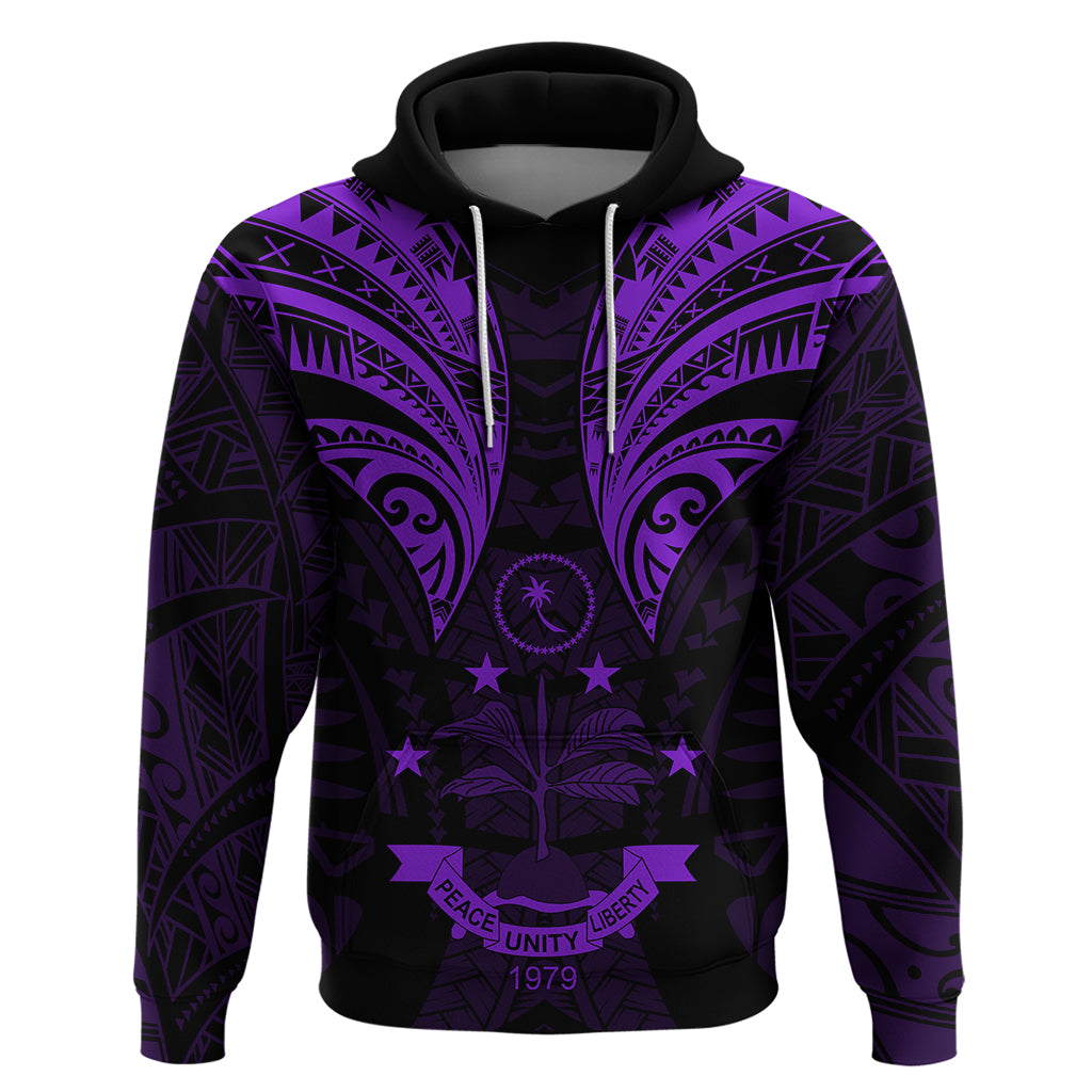 FSM Chuuk States Hoodie Micronesia Vintage Polynesian Tribal Purple Version LT9 Pullover Hoodie Purple - Polynesian Pride