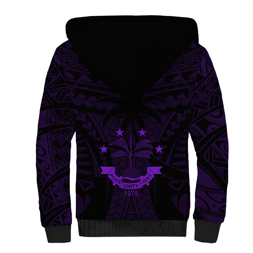 FSM Chuuk States Sherpa Hoodie Micronesia Vintage Polynesian Tribal Purple Version LT9 - Polynesian Pride