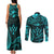 FSM Kosrae States Couples Matching Tank Maxi Dress and Long Sleeve Button Shirts Micronesia Vintage Polynesian Tribal Aqua Version LT9 - Polynesian Pride