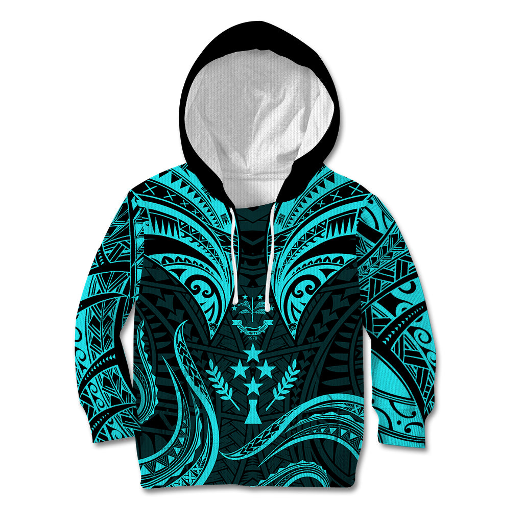 FSM Kosrae States Kid Hoodie Micronesia Vintage Polynesian Tribal Aqua Version LT9 Aqua - Polynesian Pride