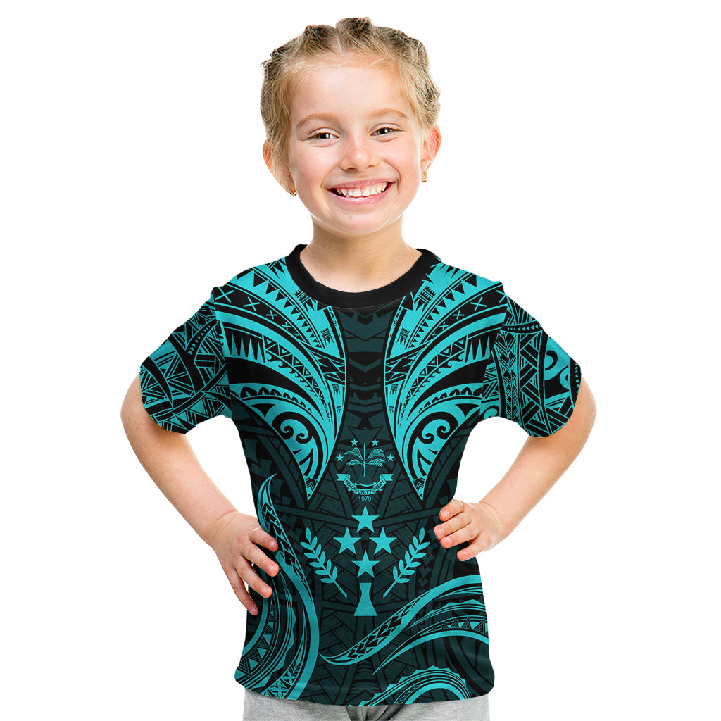 FSM Kosrae States Kid T Shirt Micronesia Vintage Polynesian Tribal Aqua Version LT9 Aqua - Polynesian Pride