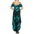 FSM Kosrae States Summer Maxi Dress Micronesia Vintage Polynesian Tribal Aqua Version LT9 - Polynesian Pride