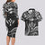 FSM Kosrae States Couples Matching Long Sleeve Bodycon Dress and Hawaiian Shirt Micronesia Vintage Polynesian Tribal Black Version LT9 - Polynesian Pride