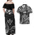 FSM Kosrae States Couples Matching Off Shoulder Maxi Dress and Hawaiian Shirt Micronesia Vintage Polynesian Tribal Black Version LT9 - Polynesian Pride