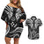 FSM Kosrae States Couples Matching Off Shoulder Short Dress and Hawaiian Shirt Micronesia Vintage Polynesian Tribal Black Version LT9 Black - Polynesian Pride