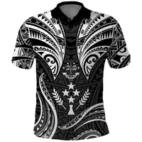 FSM Kosrae States Polo Shirt Micronesia Vintage Polynesian Tribal Black Version LT9 Black - Polynesian Pride