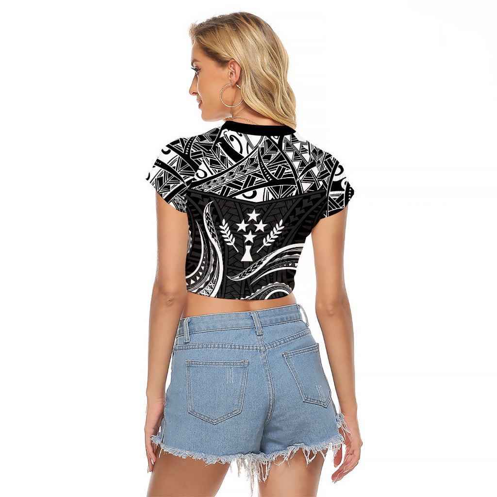 FSM Kosrae States Raglan Cropped T Shirt Micronesia Vintage Polynesian Tribal Black Version LT9 - Polynesian Pride