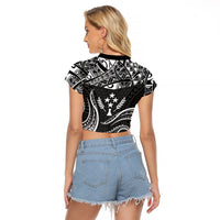 FSM Kosrae States Raglan Cropped T Shirt Micronesia Vintage Polynesian Tribal Black Version LT9 - Polynesian Pride