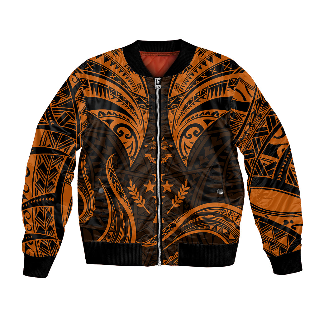 FSM Kosrae States Bomber Jacket Micronesia Vintage Polynesian Tribal Gold Version LT9 Unisex Gold - Polynesian Pride