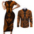 FSM Kosrae States Couples Matching Short Sleeve Bodycon Dress and Long Sleeve Button Shirts Micronesia Vintage Polynesian Tribal Gold Version LT9 Gold - Polynesian Pride