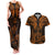 FSM Kosrae States Couples Matching Tank Maxi Dress and Hawaiian Shirt Micronesia Vintage Polynesian Tribal Gold Version LT9 Gold - Polynesian Pride