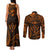 FSM Kosrae States Couples Matching Tank Maxi Dress and Long Sleeve Button Shirts Micronesia Vintage Polynesian Tribal Gold Version LT9 - Polynesian Pride