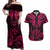 FSM Kosrae States Couples Matching Off Shoulder Maxi Dress and Hawaiian Shirt Micronesia Vintage Polynesian Tribal Pink Version LT9 Pink - Polynesian Pride