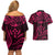 FSM Kosrae States Couples Matching Off Shoulder Short Dress and Hawaiian Shirt Micronesia Vintage Polynesian Tribal Pink Version LT9 - Polynesian Pride