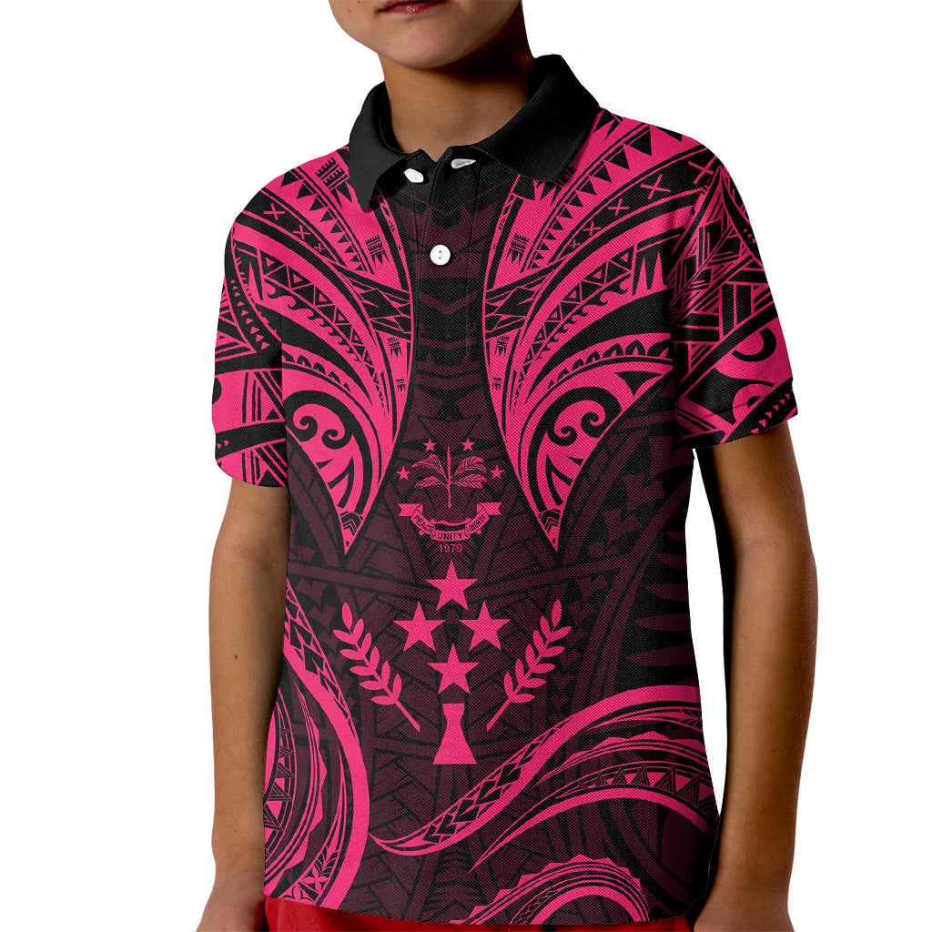 FSM Kosrae States Kid Polo Shirt Micronesia Vintage Polynesian Tribal Pink Version LT9 Kid Pink - Polynesian Pride