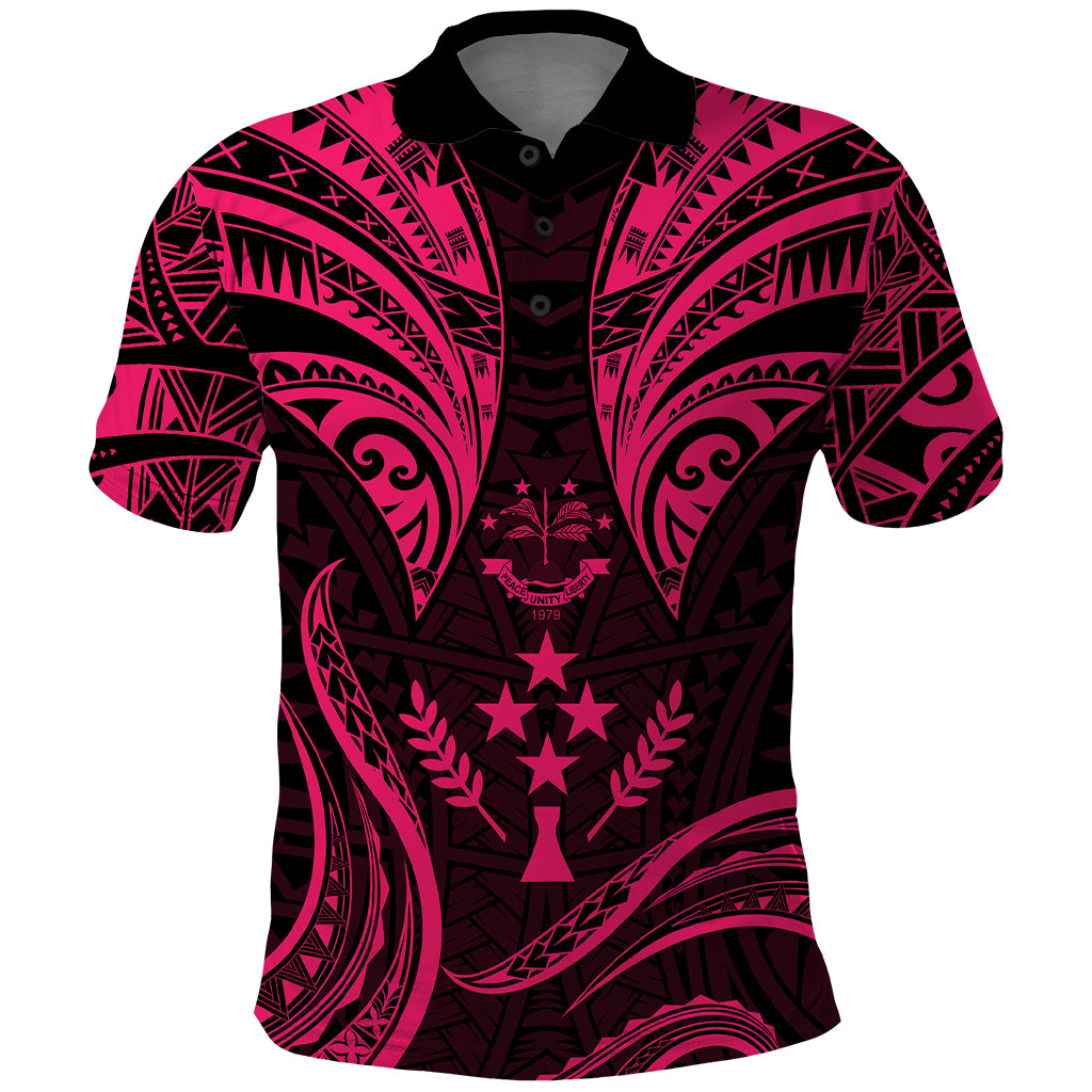 FSM Kosrae States Polo Shirt Micronesia Vintage Polynesian Tribal Pink Version LT9 Pink - Polynesian Pride