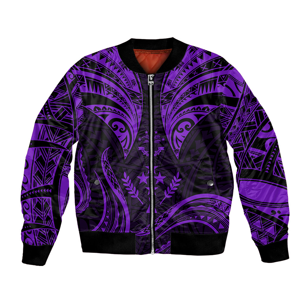 FSM Kosrae States Bomber Jacket Micronesia Vintage Polynesian Tribal Purple Version LT9 Unisex Purple - Polynesian Pride