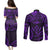 FSM Kosrae States Couples Matching Puletasi Dress and Long Sleeve Button Shirts Micronesia Vintage Polynesian Tribal Purple Version LT9 - Polynesian Pride