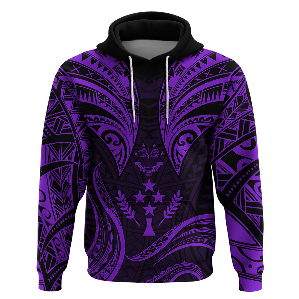 FSM Kosrae States Hoodie Micronesia Vintage Polynesian Tribal Purple Version LT9 Pullover Hoodie Purple - Polynesian Pride