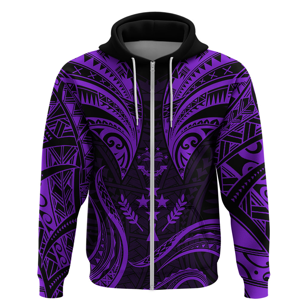 FSM Kosrae States Hoodie Micronesia Vintage Polynesian Tribal Purple Version LT9 Zip Hoodie Purple - Polynesian Pride