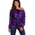 FSM Kosrae States Off Shoulder Sweater Micronesia Vintage Polynesian Tribal Purple Version LT9 Women Purple - Polynesian Pride