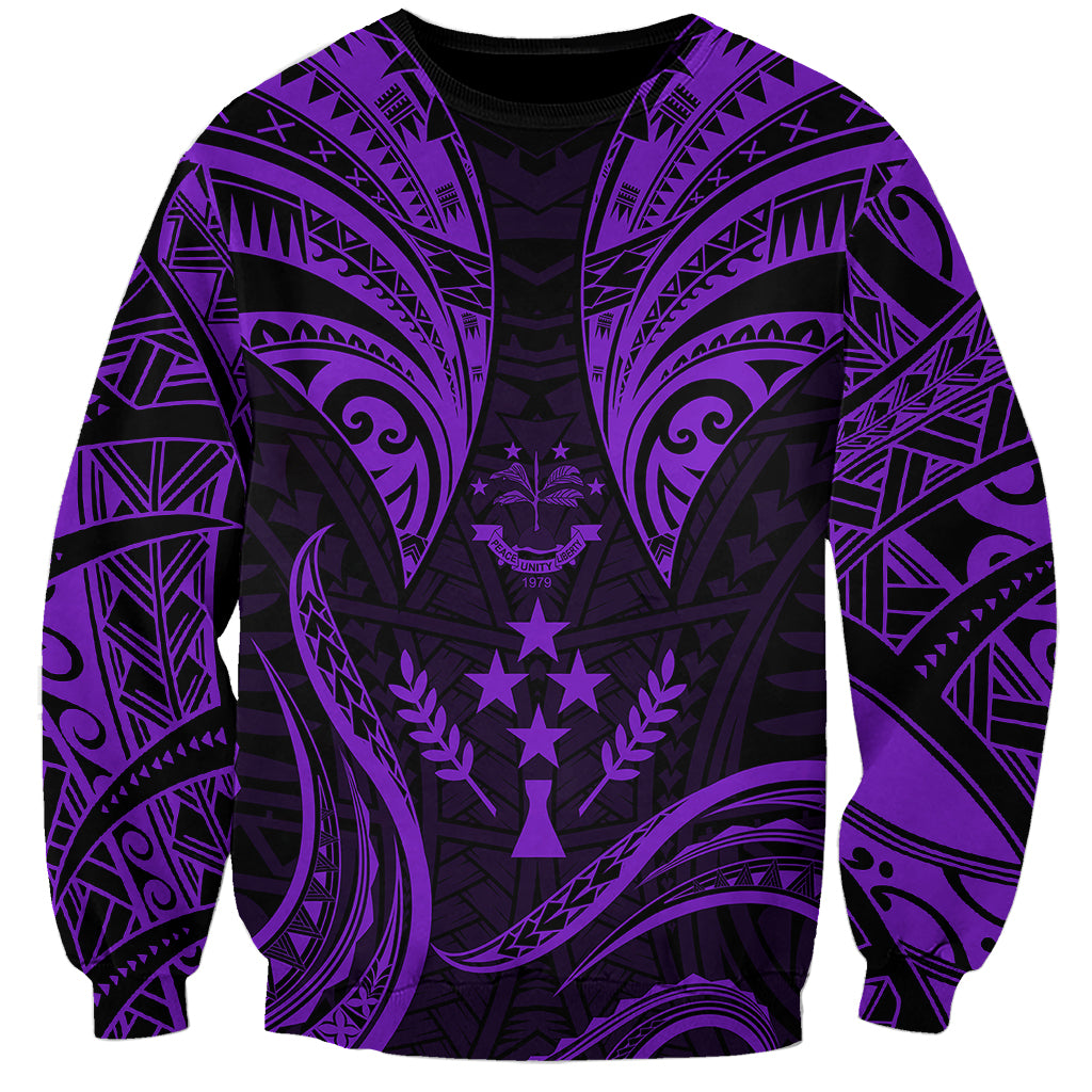 FSM Kosrae States Sweatshirt Micronesia Vintage Polynesian Tribal Purple Version LT9 Unisex Purple - Polynesian Pride