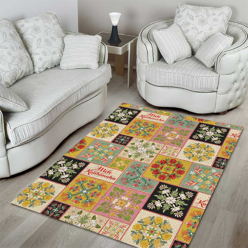 Mele Kalikimaka Hawaii Christmas Area Rug Melemele Mama Seamless Floral Motif - Polynesian Pride