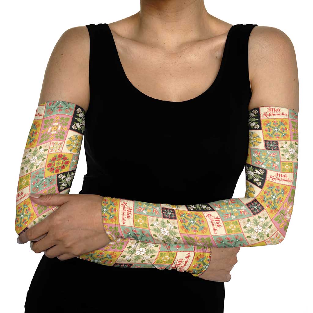 Mele Kalikimaka Hawaii Christmas Arm Sleeves Melemele Mama Seamless Floral Motif - Polynesian Pride