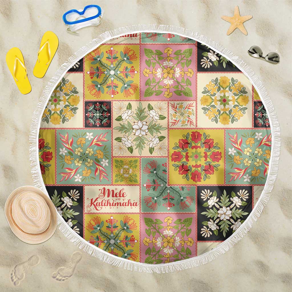 Mele Kalikimaka Hawaii Christmas Beach Blanket Melemele Mama Seamless Floral Motif - Polynesian Pride
