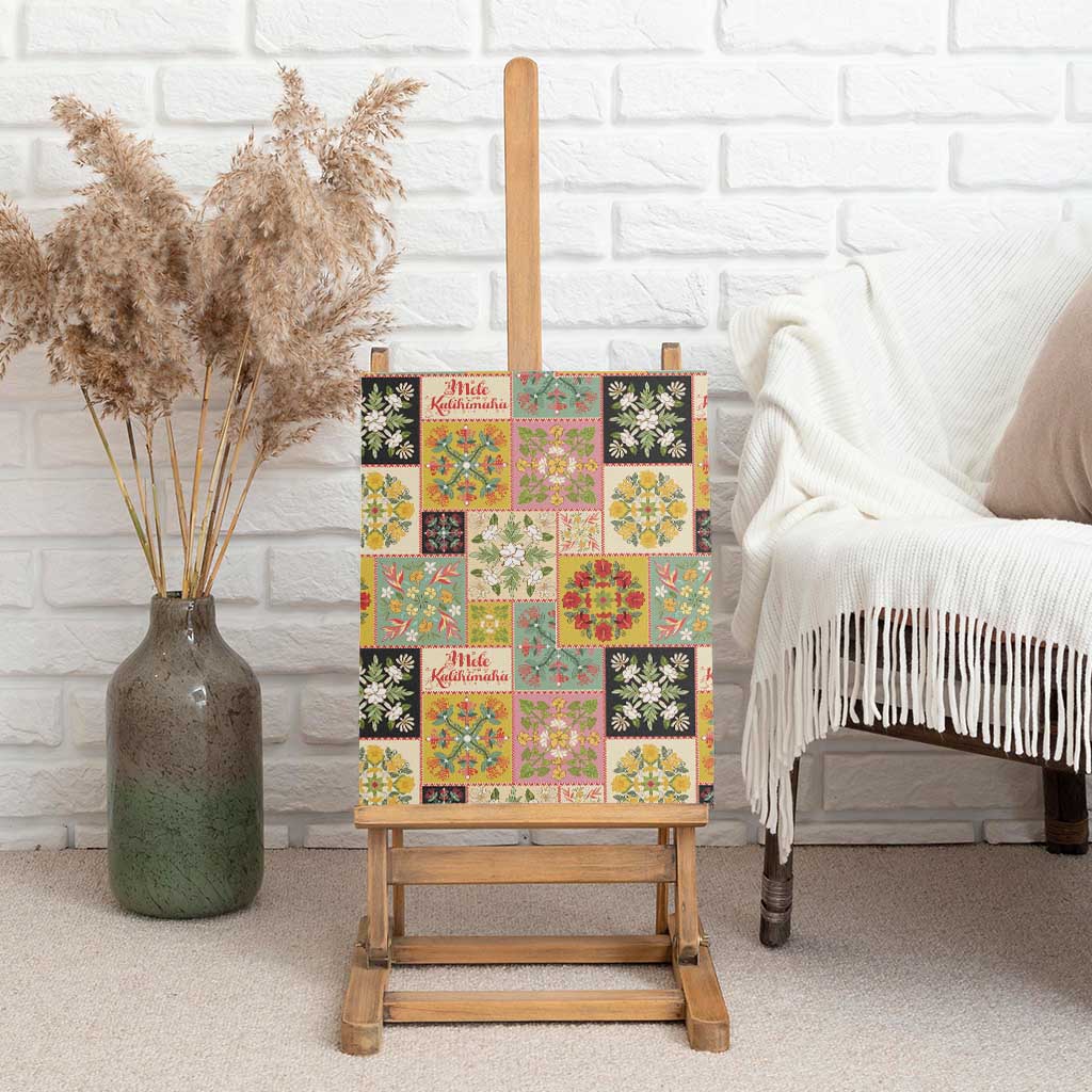 Mele Kalikimaka Hawaii Christmas Canvas Wall Art Melemele Mama Seamless Floral Motif - Polynesian Pride