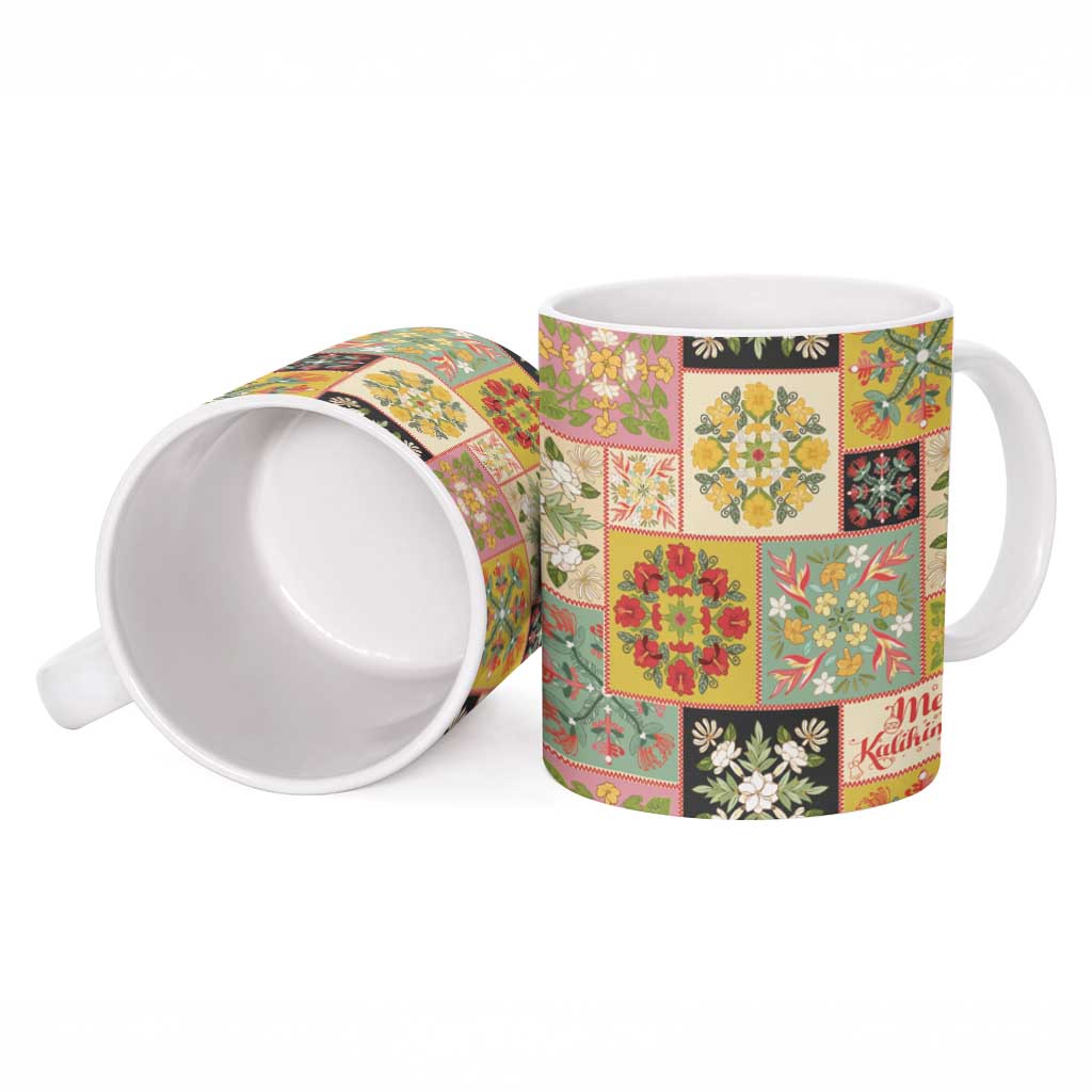 Mele Kalikimaka Hawaii Christmas Ceramic Mug Melemele Mama Seamless Floral Motif - Polynesian Pride