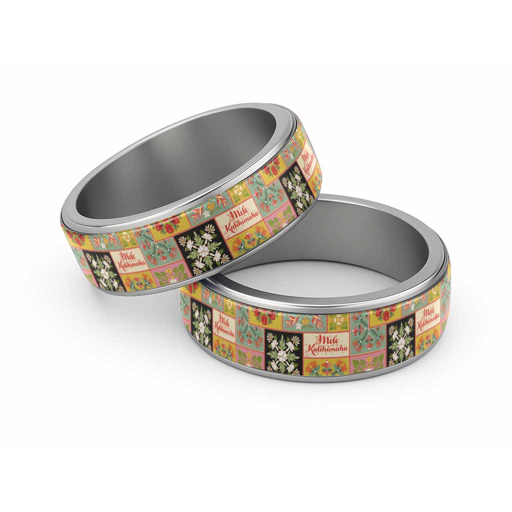 Mele Kalikimaka Hawaii Christmas Classic Ring Melemele Mama Seamless Floral Motif - Polynesian Pride