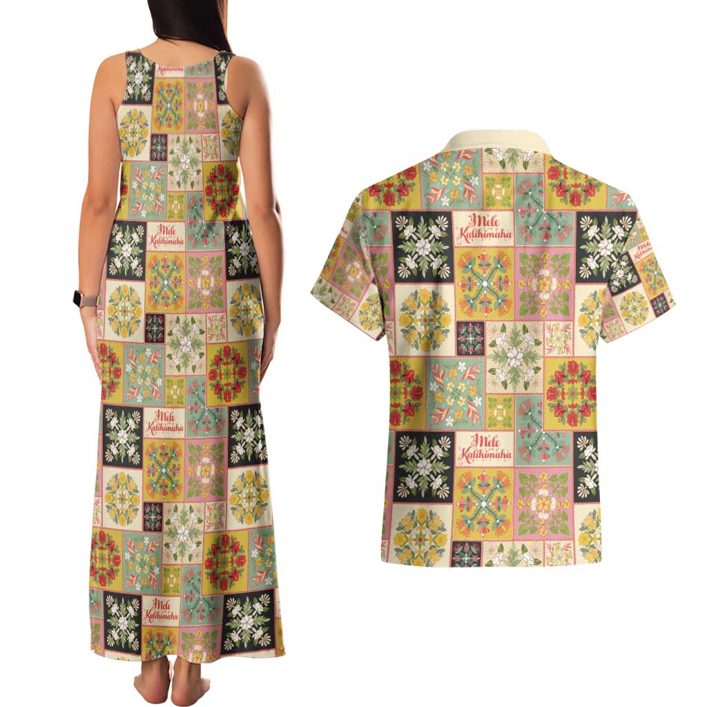Mele Kalikimaka Hawaii Christmas Couples Matching Tank Maxi Dress and Hawaiian Shirt Melemele Mama Seamless Floral Motif LT9 - Polynesian Pride
