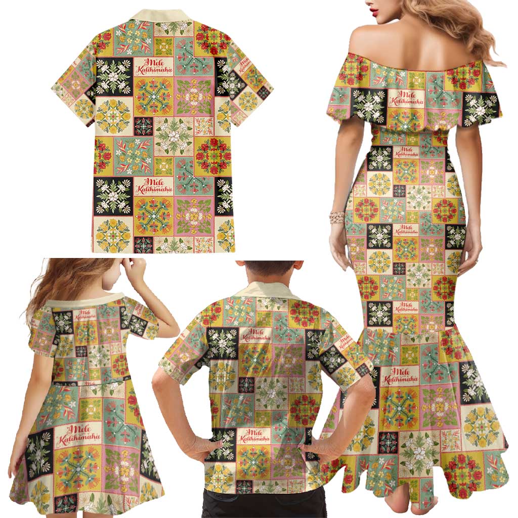 Mele Kalikimaka Hawaii Christmas Family Matching Mermaid Dress and Hawaiian Shirt Melemele Mama Seamless Floral Motif LT9 - Polynesian Pride