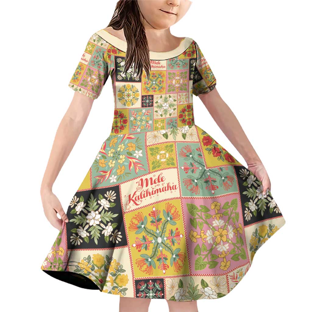 Mele Kalikimaka Hawaii Christmas Family Matching Off Shoulder Short Dress and Hawaiian Shirt Melemele Mama Seamless Floral Motif - Polynesian Pride