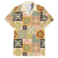 Mele Kalikimaka Hawaii Christmas Family Matching Puletasi and Hawaiian Shirt Melemele Mama Seamless Floral Motif LT9 Dad's Shirt - Short Sleeve Beige - Polynesian Pride