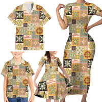 Mele Kalikimaka Hawaii Christmas Family Matching Short Sleeve Bodycon Dress and Hawaiian Shirt Melemele Mama Seamless Floral Motif LT9 - Polynesian Pride