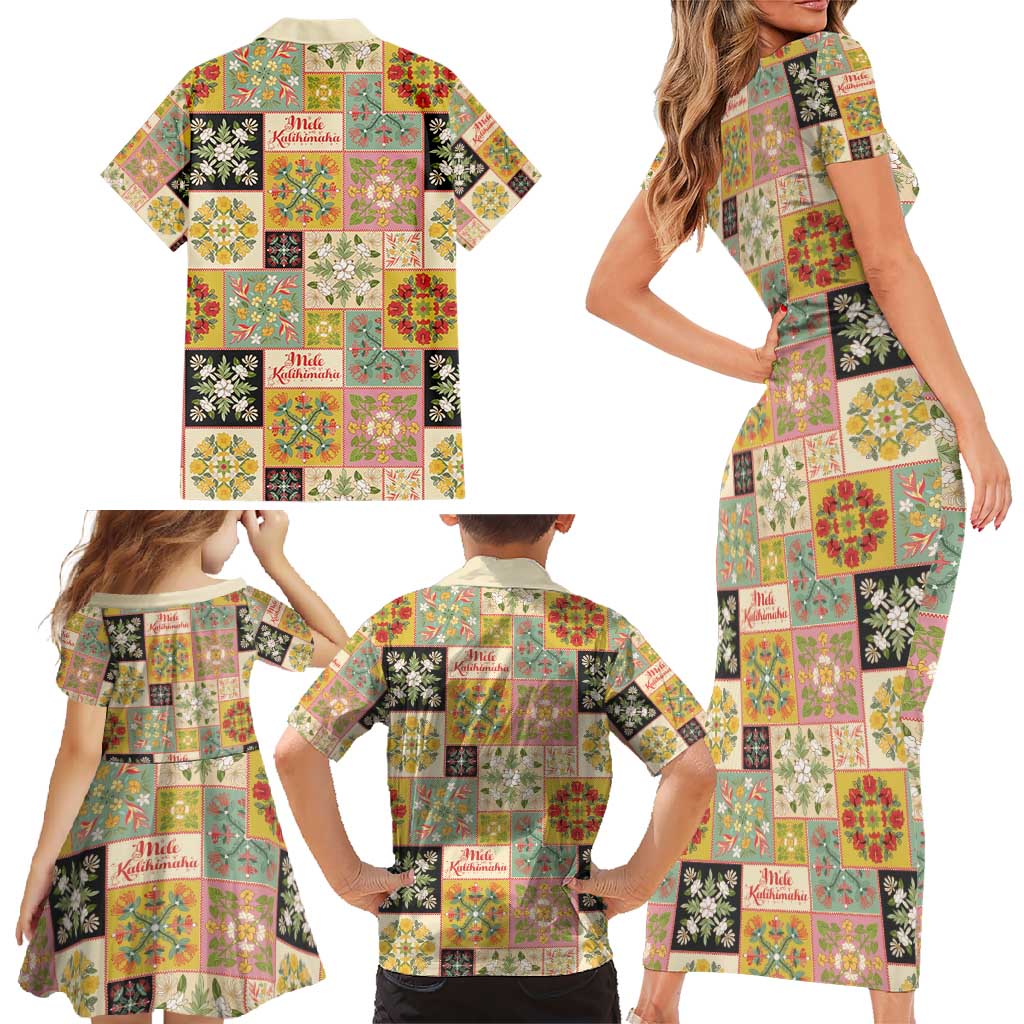 Mele Kalikimaka Hawaii Christmas Family Matching Short Sleeve Bodycon Dress and Hawaiian Shirt Melemele Mama Seamless Floral Motif LT9 - Polynesian Pride