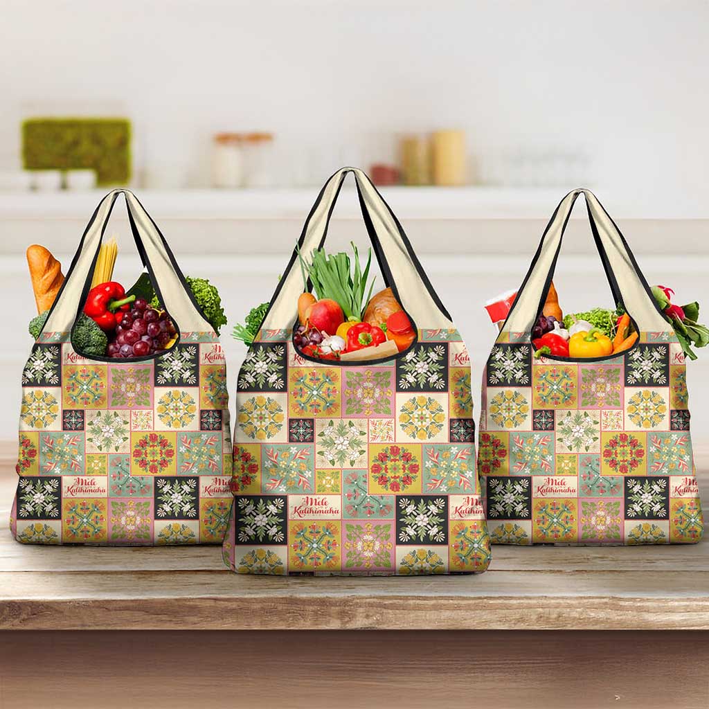 Mele Kalikimaka Hawaii Christmas Grocery Bag Melemele Mama Seamless Floral Motif - Polynesian Pride
