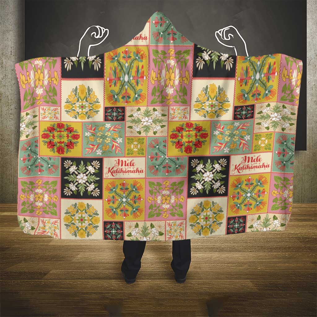 Mele Kalikimaka Hawaii Christmas Hooded Blanket Melemele Mama Seamless Floral Motif - Polynesian Pride