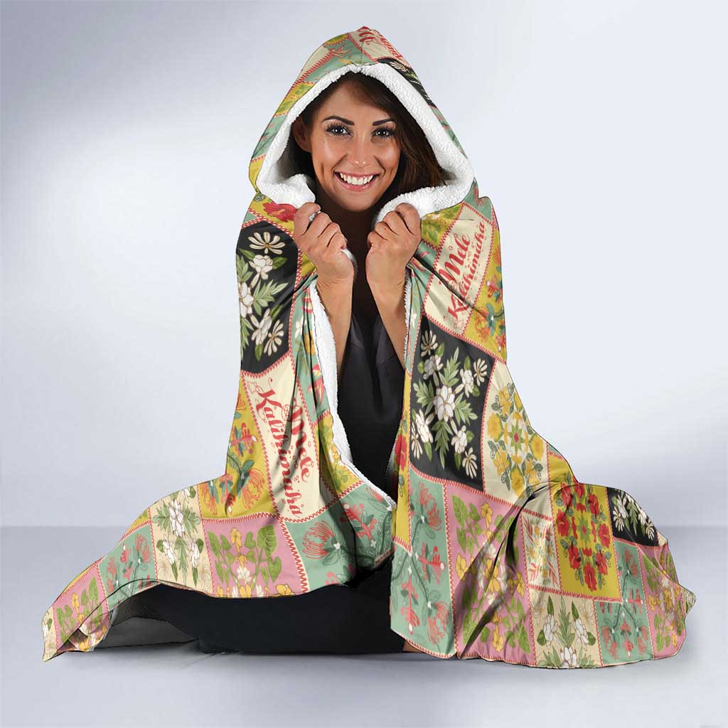 Mele Kalikimaka Hawaii Christmas Hooded Blanket Melemele Mama Seamless Floral Motif - Polynesian Pride