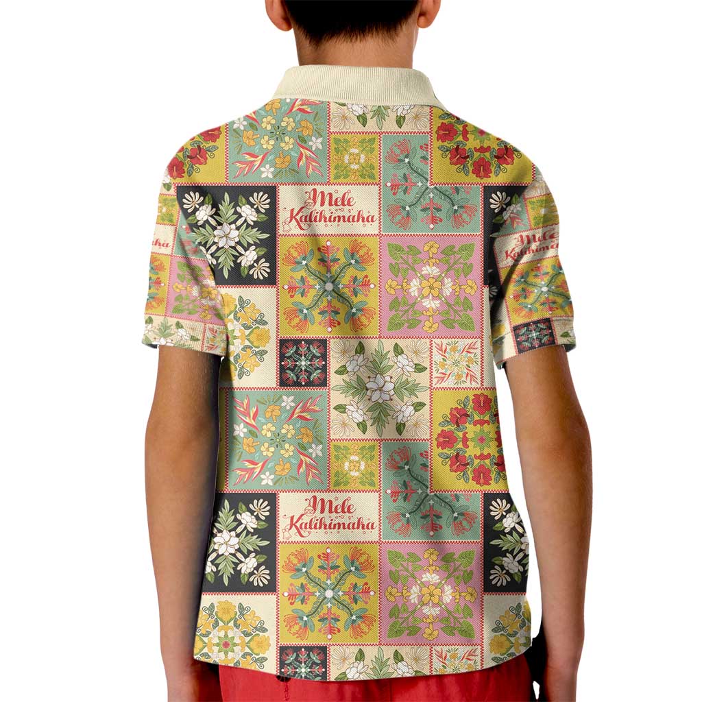 Mele Kalikimaka Hawaii Christmas Kid Polo Shirt Melemele Mama Seamless Floral Motif - Polynesian Pride