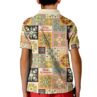 Mele Kalikimaka Hawaii Christmas Kid Polo Shirt Melemele Mama Seamless Floral Motif - Polynesian Pride