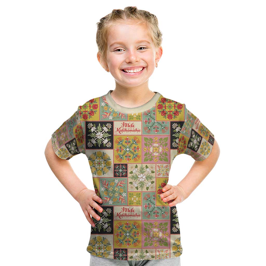Mele Kalikimaka Hawaii Christmas Kid T Shirt Melemele Mama Seamless Floral Motif - Polynesian Pride