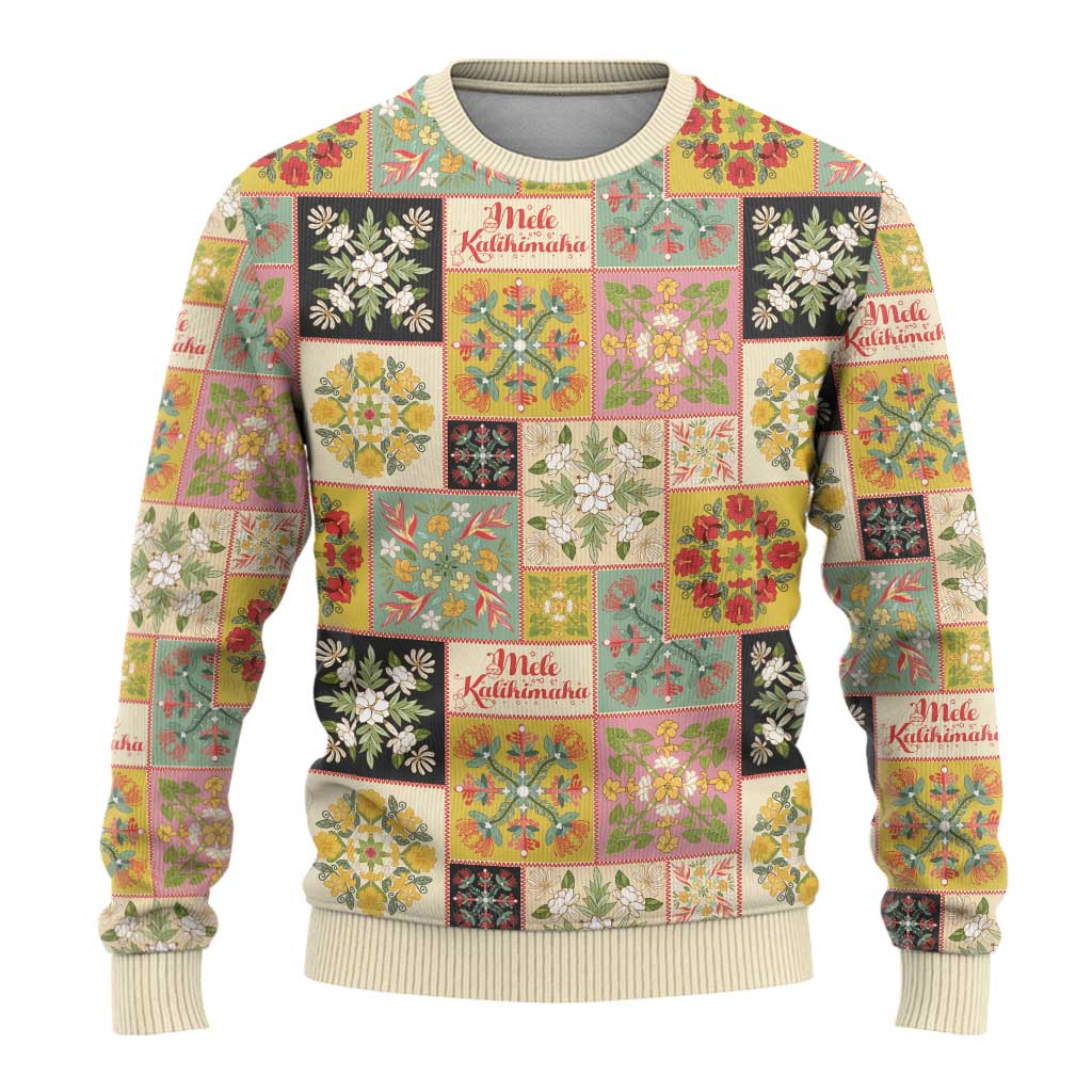 Mele Kalikimaka Hawaii Christmas Ugly Christmas Sweater Melemele Mama Seamless Floral Motif - Polynesian Pride