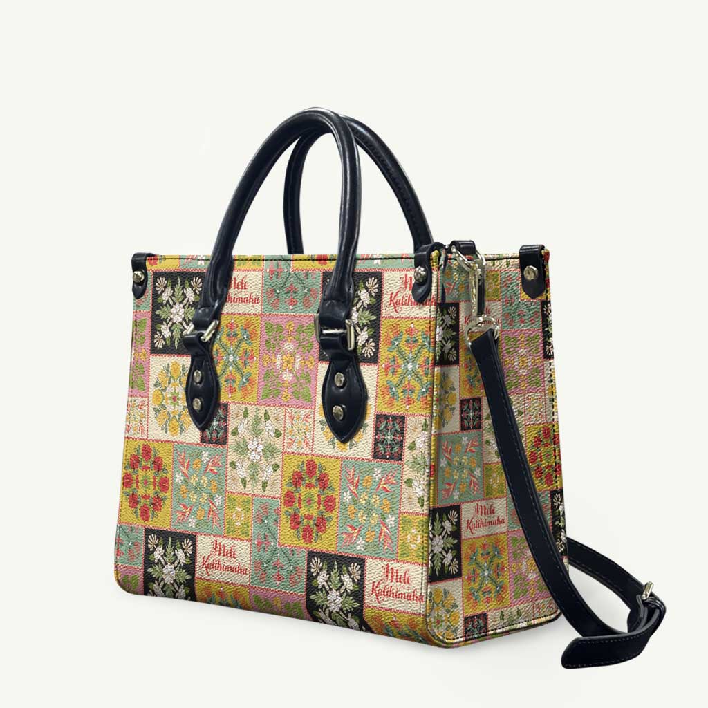 Mele Kalikimaka Hawaii Christmas Leather Bag Melemele Mama Seamless Floral Motif - Polynesian Pride