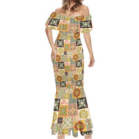 Mele Kalikimaka Hawaii Christmas Mermaid Dress Melemele Mama Seamless Floral Motif LT9 - Polynesian Pride