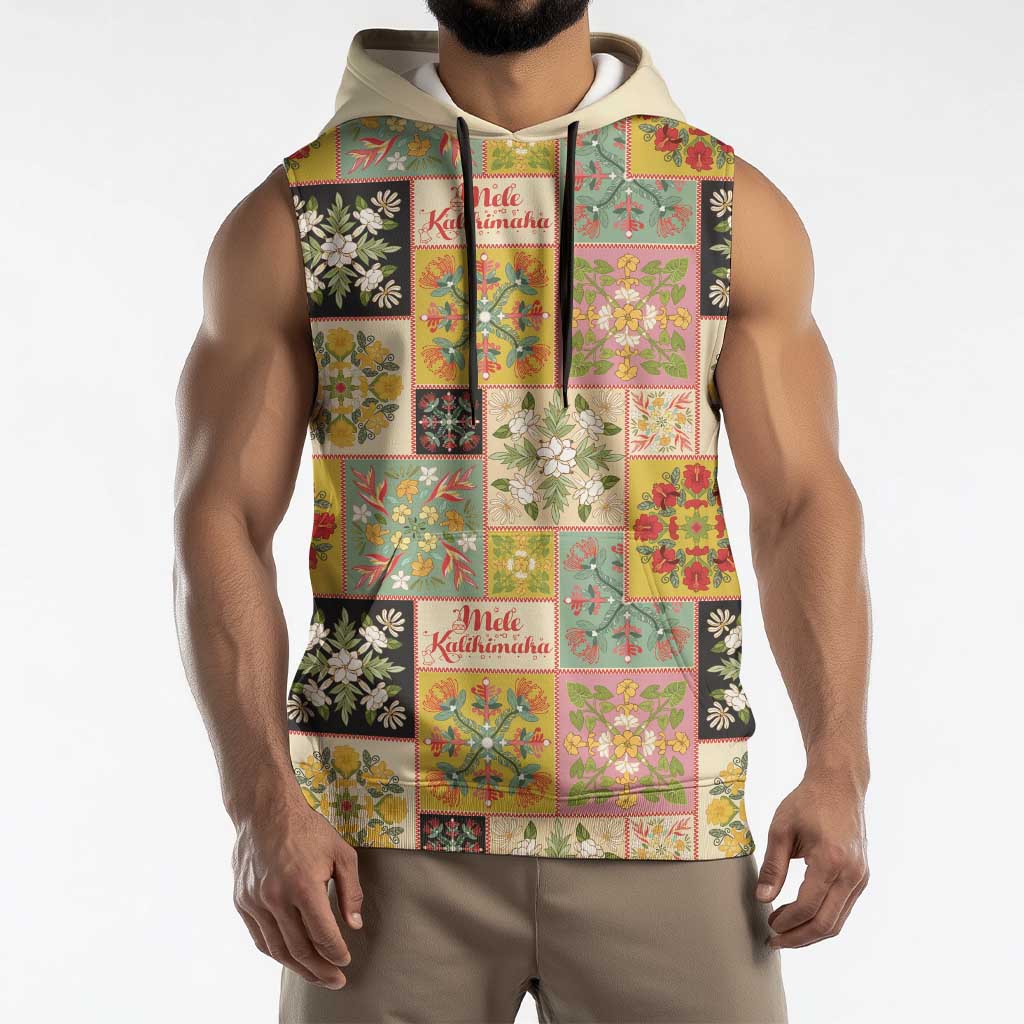 Mele Kalikimaka Hawaii Christmas Sleeveless Hoodie Melemele Mama Seamless Floral Motif LT9 - Polynesian Pride