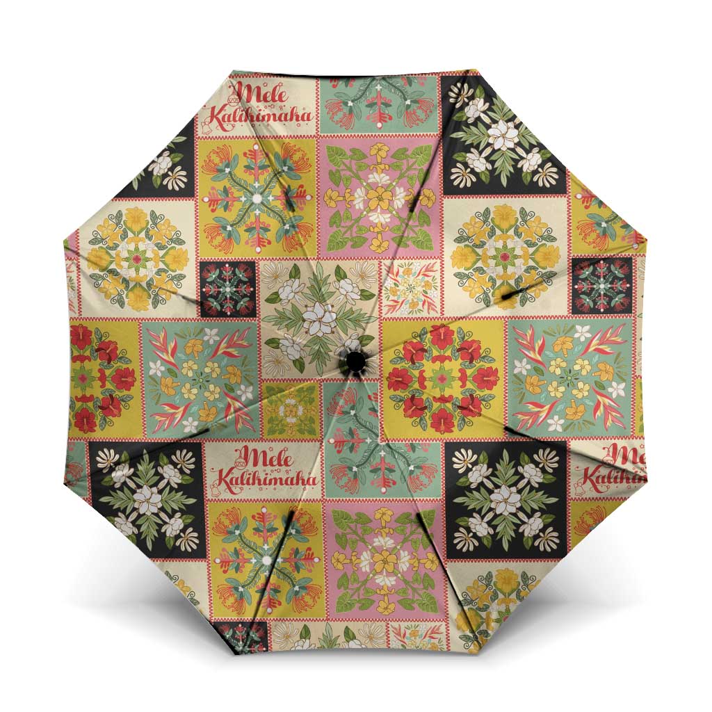 Mele Kalikimaka Hawaii Christmas Umbrella Melemele Mama Seamless Floral Motif - Polynesian Pride