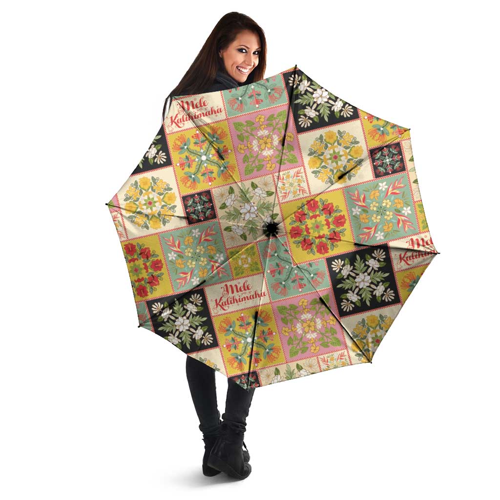 Mele Kalikimaka Hawaii Christmas Umbrella Melemele Mama Seamless Floral Motif - Polynesian Pride